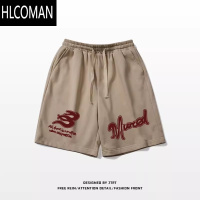 HLCOMAN夏季新款ins美式简约字母印花五分运动裤男国潮oversize百搭短裤