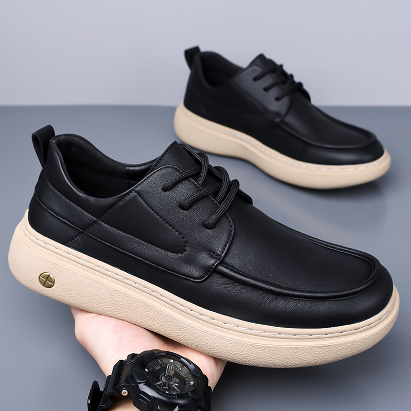 男鞋2026新款英伦百搭休闲皮鞋青年复古工装户外鞋韩版时尚板鞋