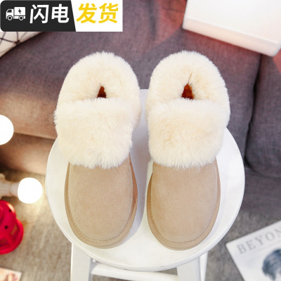 雪地靴女一脚蹬短筒2018冬新款加绒低帮红加厚平底百搭浅口棉鞋启如靴子