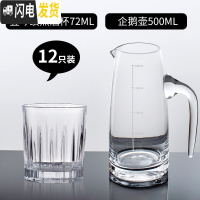 三维工匠白酒杯小号家用水晶玻璃二两一口杯烈酒具酒盅白酒分酒器套装 竖琴纹烈酒杯72[12只]+500企鹅壶