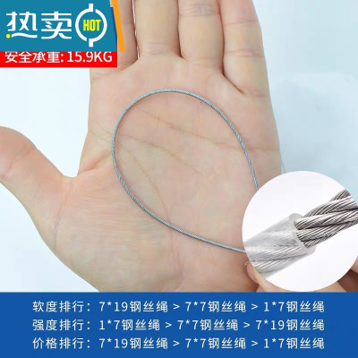 敬平304不锈钢钢丝绳1mm1.5mm2mm3mm4mm粗包胶包塑超细软小钢丝晾衣绳 包塑1.2毫米100米送绳子