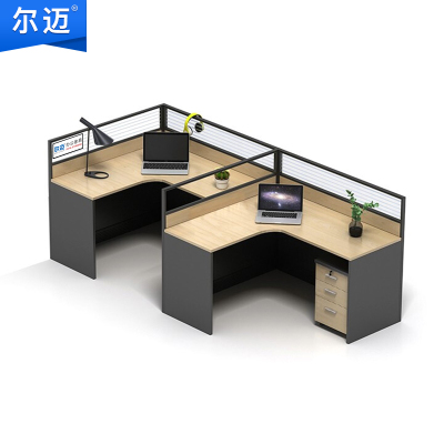尔迈 屏风隔断办公桌椅组合 职员桌员工桌电脑桌办公桌组合卡位办公员工位 F型 两人位右边 标准