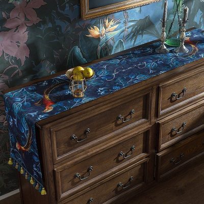 美帮汇电视机茶几洗衣机长方形搭巾盖巾餐桌布茶几桌布桌旗 B[电视柜布] 40*240cm