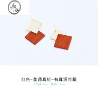 JiMi慕司小d适合圆脸的耳环简约几何冷淡风耳钉无耳洞耳夹复古港味女