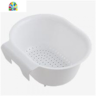 可挂式水沥水架厨房洗菜篮水池滤塑料洗菜盆 FENGHOU 白色