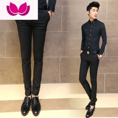 七斓春季休闲长裤韩版修身小脚裤男士西装裤子小西裤男九分裤潮流