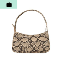 小众设计腋下包2020新款潮复古蛇纹手提包时尚名媛手拎小包法棍包NEW LAKE 杏色女士单肩包