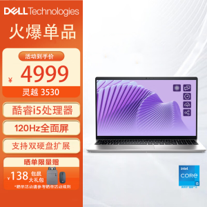 戴尔(DELL)笔记本电脑灵越3530 15.6英寸高性能全面屏轻薄本(13代酷睿i5-1334U 32G内存 1TB固态 锐炬显卡 120Hz防眩光高刷屏)银 定制版