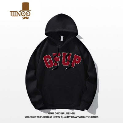 YANXU连帽卫衣男衣服美式复古带帽上衣灰色oversize男生外套潮