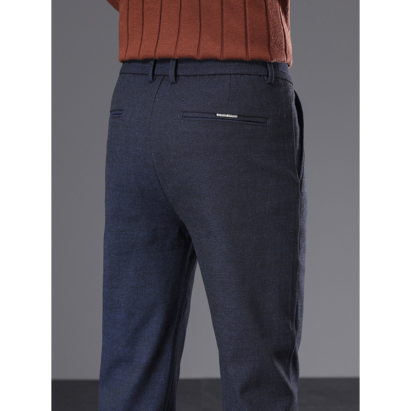 秋冬季绵羊毛休闲裤商务男新款修身时尚弹力轻奢品质中年直筒男装