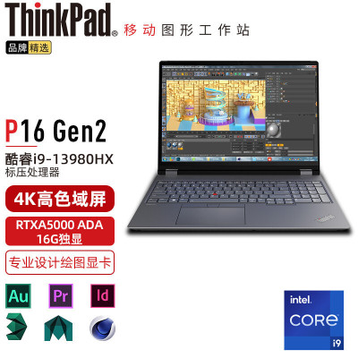 ThinkPad P16 (07CD) 英特尔酷睿i9 16英寸高性能轻薄设计师工作站笔记本电脑 i9-13980HX 64G 2TB RTXA5000 16G 4K超清