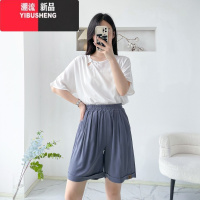 YIBUSHENG棉绸短裤女2024季新薄款宽松高腰显瘦百搭纯色大码人造棉休闲裤