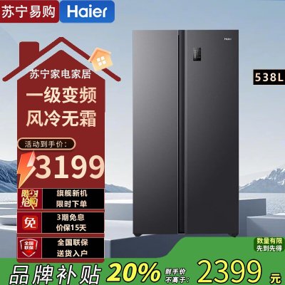 海尔(Haier)538升对开门嵌入冰箱 一级双变频节能 精控多路送风 魔方视窗 BCD-538WGHSSEDB9