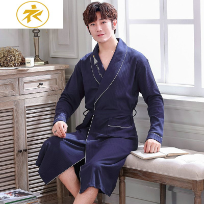 Ideamini春秋季加肥特加大码睡袍男士棉长袖200斤胖子肥佬棉浴袍睡衣