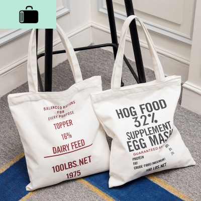 ins帆布包女单肩文艺布袋日系学生手提补习袋简约百搭帆布袋白色NEW LAKE女士单肩包