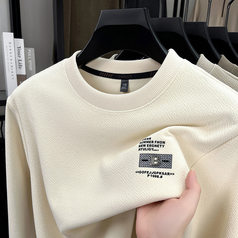 新款男士春秋冬季卫衣圆领T恤休闲打底衫上衣男装印花T恤