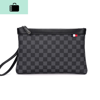 新款格子手拿包潮时尚男包包百搭手包潮男女包街头手抓包文件袋NEWLAKE黑色男士手拿包黑色