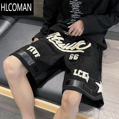 HLCOMAN夏季刺绣短裤男ins潮牌嘻哈高街美式复古个性学生日系港风五分裤