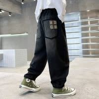 男童牛仔裤春秋款新款中大儿童直筒痞帅时髦秋装男孩秋季裤子