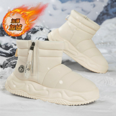 冬季新款男士高帮加绒雪地靴厚底增高侧拉链保暖户外防寒棉鞋男鞋