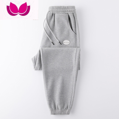 七斓裤子男款宽松束脚休闲长裤青年学生春装华夫格卫裤潮流运动裤