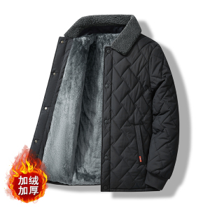 啄木鸟中老年人男士加绒加厚款棉袄秋冬季爸爸装外套棉衣保暖上衣