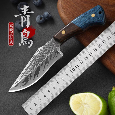 龙泉锻打手扒肉小刀剔骨尖刀家用厨房吃肉手把刀分割刀便捷水果刀7163