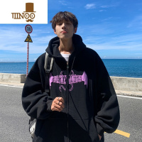 YANXU美式刺绣开衫拉链卫衣男秋季2023新款青少年初高中生连帽外套潮牌