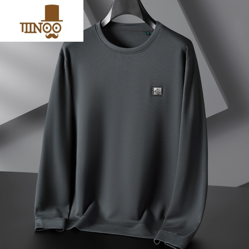 YANXU大码男士圆领卫衣新款胖子宽松打底衫加肥加大休闲长袖t恤