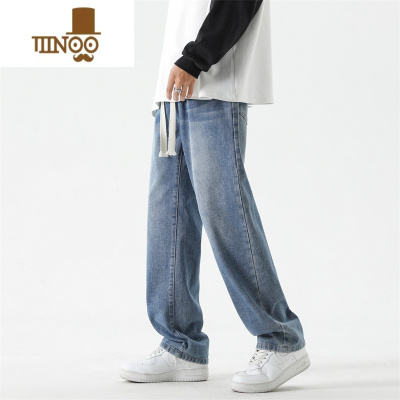 YANXU水洗复古牛仔裤男士新款直筒美式潮牌高街夏季男生休闲长裤子
