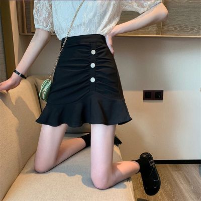 防走光-荷叶边半身裙女a字裙韩版学生宽松显瘦高腰百搭鱼尾裙威珺