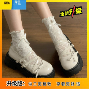 聚范黑色厚底小皮鞋女2024夏季新款日系配裙子法式蝴蝶结玛丽珍单鞋子