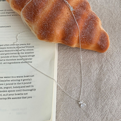 S925纯银锆石蝴蝶结礼物项链女款甜美精致颈链锁骨链日常搭配送女朋友老婆情人节七夕生日礼物