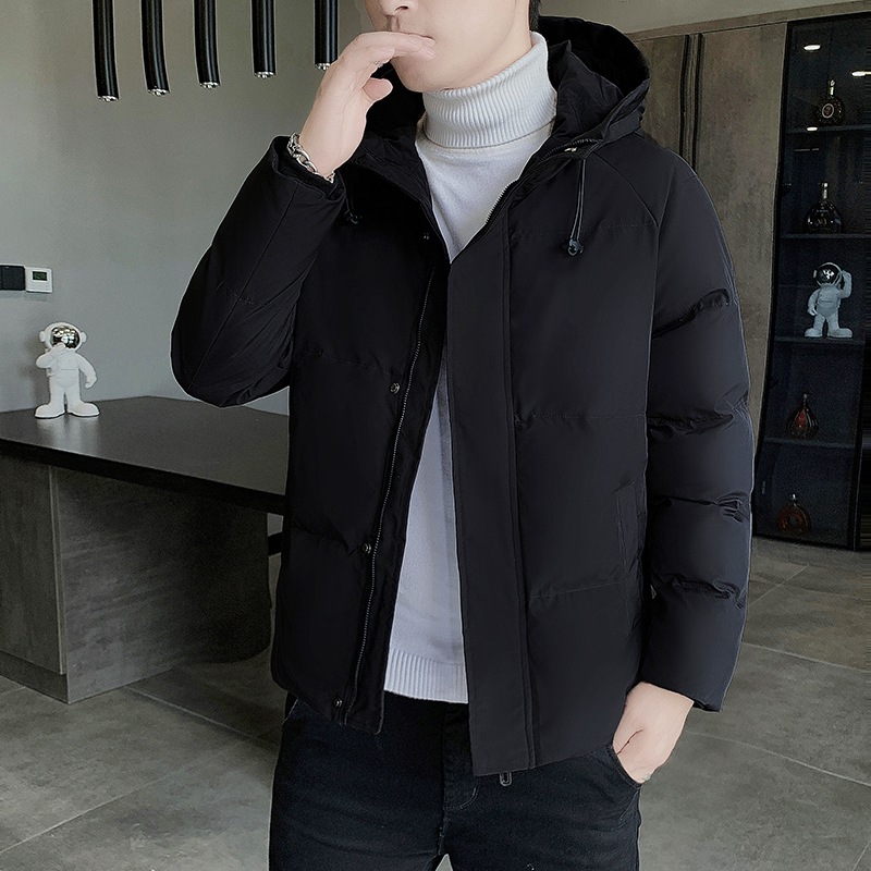 男装仿羽绒棉服连帽纯色秋冬季新款男士棉衣青年潮流保暖外套