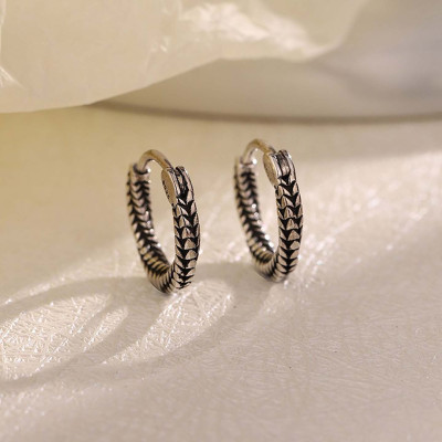 s925银针蛇骨耳环小众设计感潮流个性耳圈耳扣高级感美式复古耳饰送女朋友老婆情人节七夕生日礼物