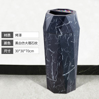 商用垃圾桶不锈钢创意带烟灰缸酒店大堂会所电梯口走廊过道烟灰桶 沉稳黑-黑大理石小号