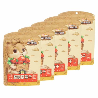 三只松鼠草莓干办公室蜜饯水果干果脯干草莓干106g*5袋