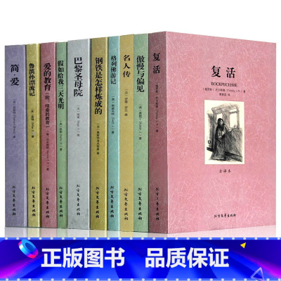 [正版]十大名著 傲慢与偏见 巴黎圣母院 简爱 钢铁是怎样炼成的爱的教育名人传 格列佛游记 鲁滨孙漂流记假如给我三天光明