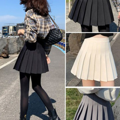 (安全裤+拉链+纽扣）百褶裙JK制服裙子百搭半身裙春夏季短裙子潮_1
