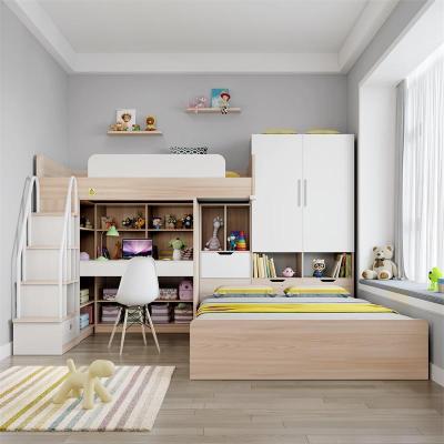 森美人二胎上交错式组合床上下铺省空间床双层床多功能高低衣帽间一体床