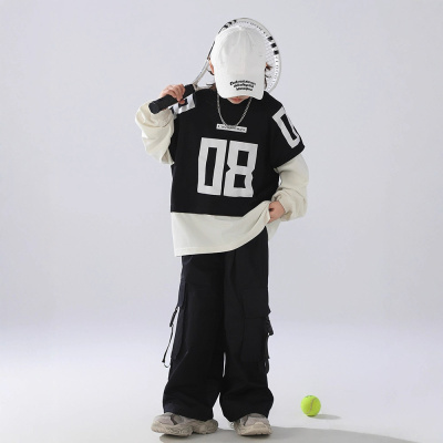 男童卫衣春秋款2026新款痞儿童装帅气大童男孩秋季假两件打底上衣