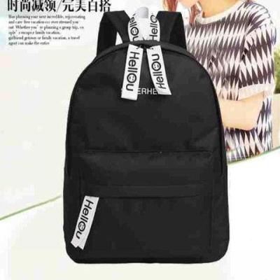 新款可爱动物书包女韩版印花双肩包原宿ulzzang小高中学生潮流帆布百搭背包萌妹子双肩包SN6055HELLO双肩黑色HELLO双肩黑色