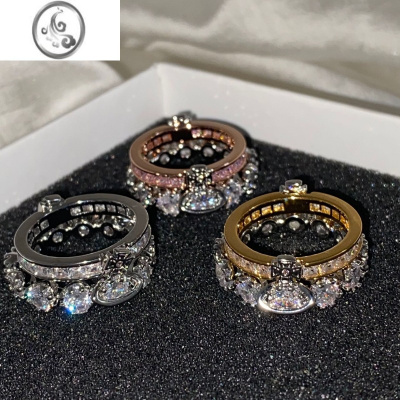 JiMingbb西太后vivienne双层可拆分闪钻皇冠戒指高级感叠戴轻奢设计感