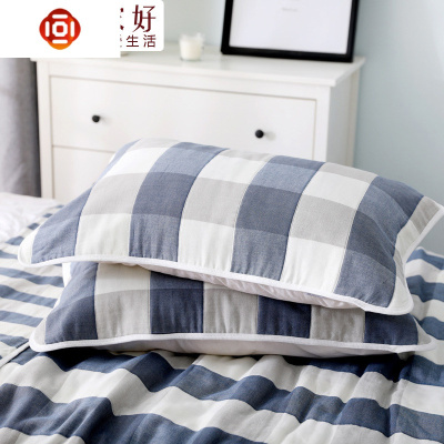 棉枕巾一对装加厚单人棉六层纱布枕头巾家用吸汗毛巾三维工匠