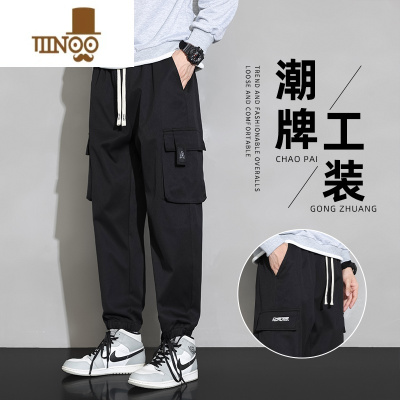 YANXU工装裤子男美式街头复古潮牌束脚休闲运动裤长裤机能冲锋裤