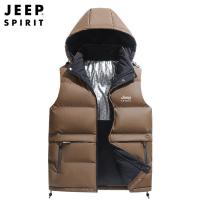 JEEP吉普男士秋冬无袖石墨烯聚热保暖棉马甲坎肩时尚连帽马甲2995