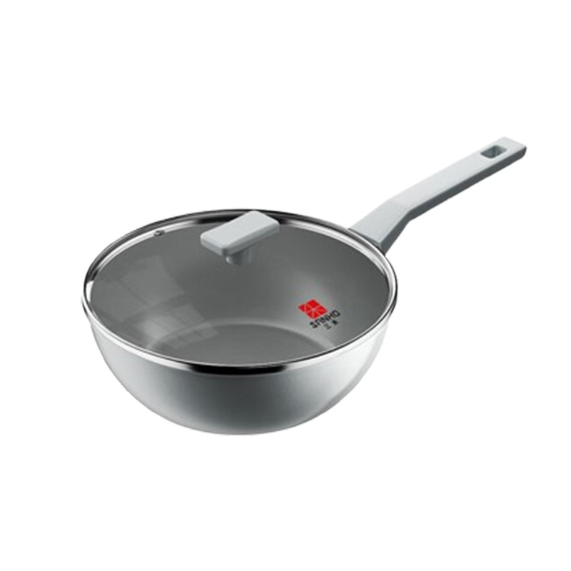 三禾炒锅24cm陶瓷不粘锅平底煎炒锅无氟涂层黛青蓝LC24U4