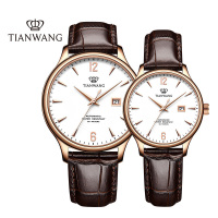 [支持后盖定制刻字服务]天王表皮带机械手表 时尚休闲情侣表男女对表5844