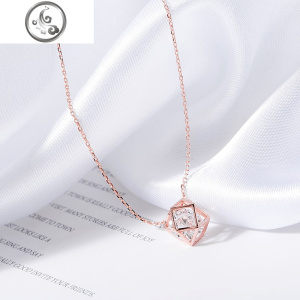 925银简约镂空切面锁骨项链闪钻球形几何之美项链日韩女 JiMi