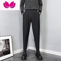 七斓男士百搭小西裤束脚裤男流行新款九分休闲裤修身痞帅高级感哈伦裤